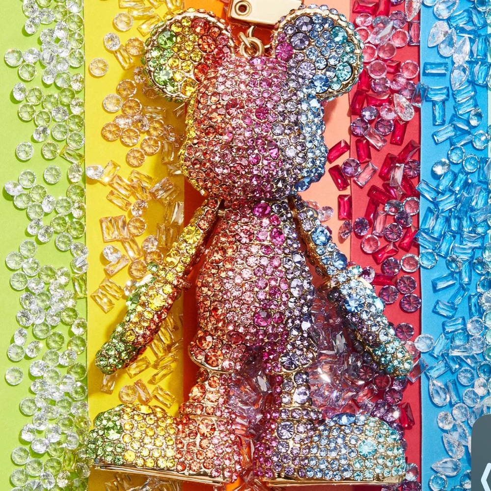 Mickey Mouse Baublebar Rainbow Bag Charm| Disney keychain Mickey Pride Crystal